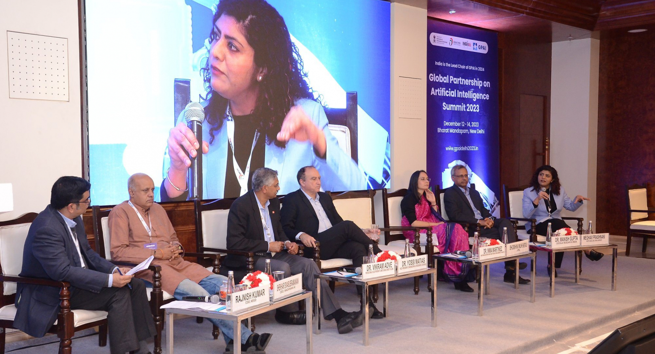 Prashnani speaks at the panel